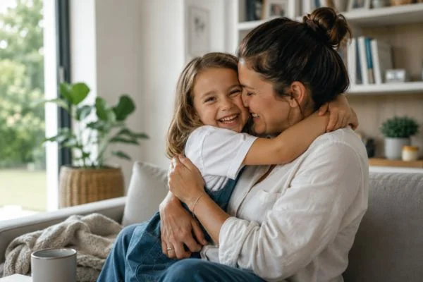 happy child with parent after parenting plans Bury St Edmunds